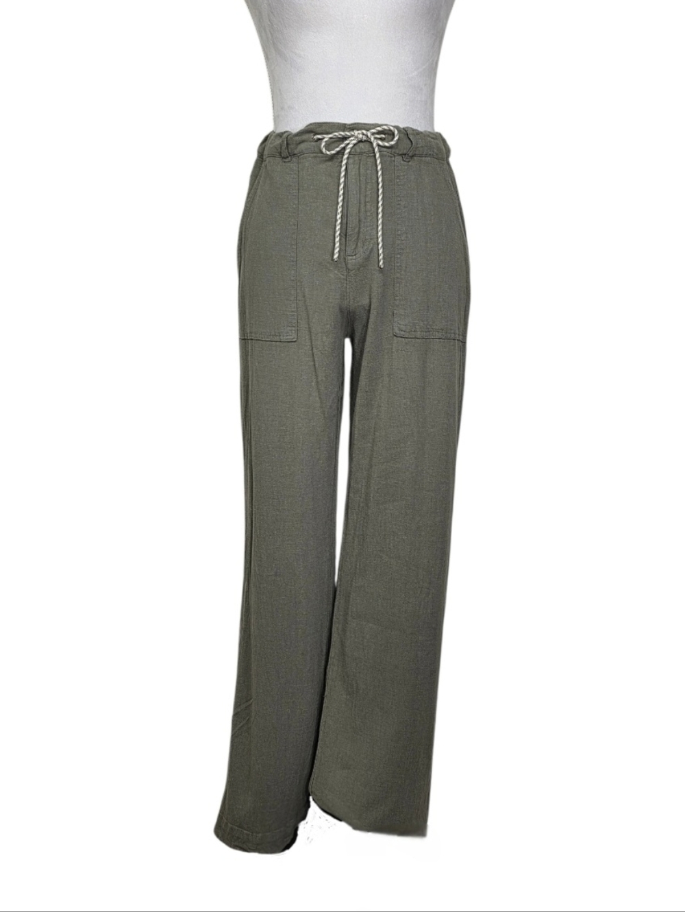 Sanctuary Olive Green Wide-Leg Drawstring Pants